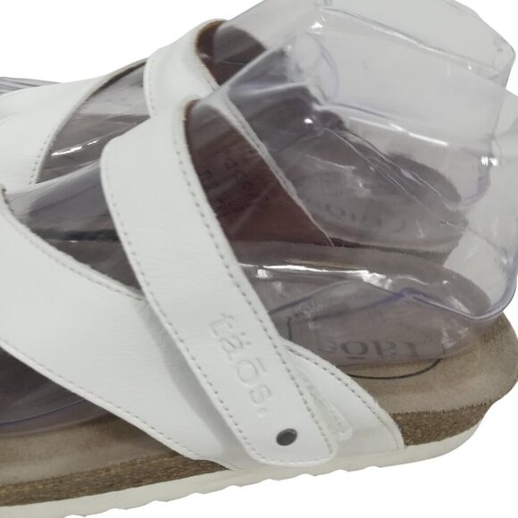 Taos Lola White Leather Toe Loop Sandals Size EU 37 US 6.-6.5 Thong Hook & Loop - Picture 2 of 13